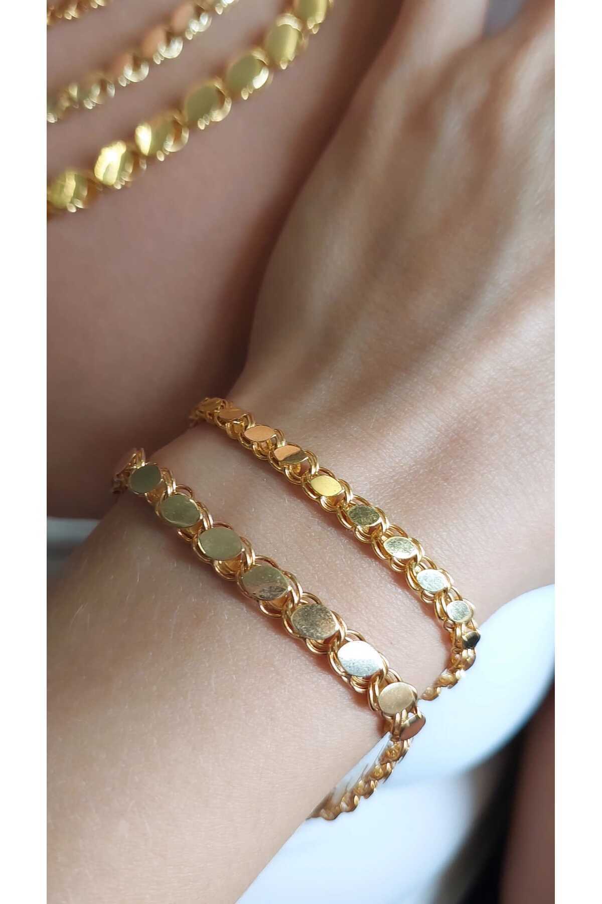 Pullu Halep 14 Ayar Atın Orta Kalın 5mm 4.63gr 19cm Bileklik Künye